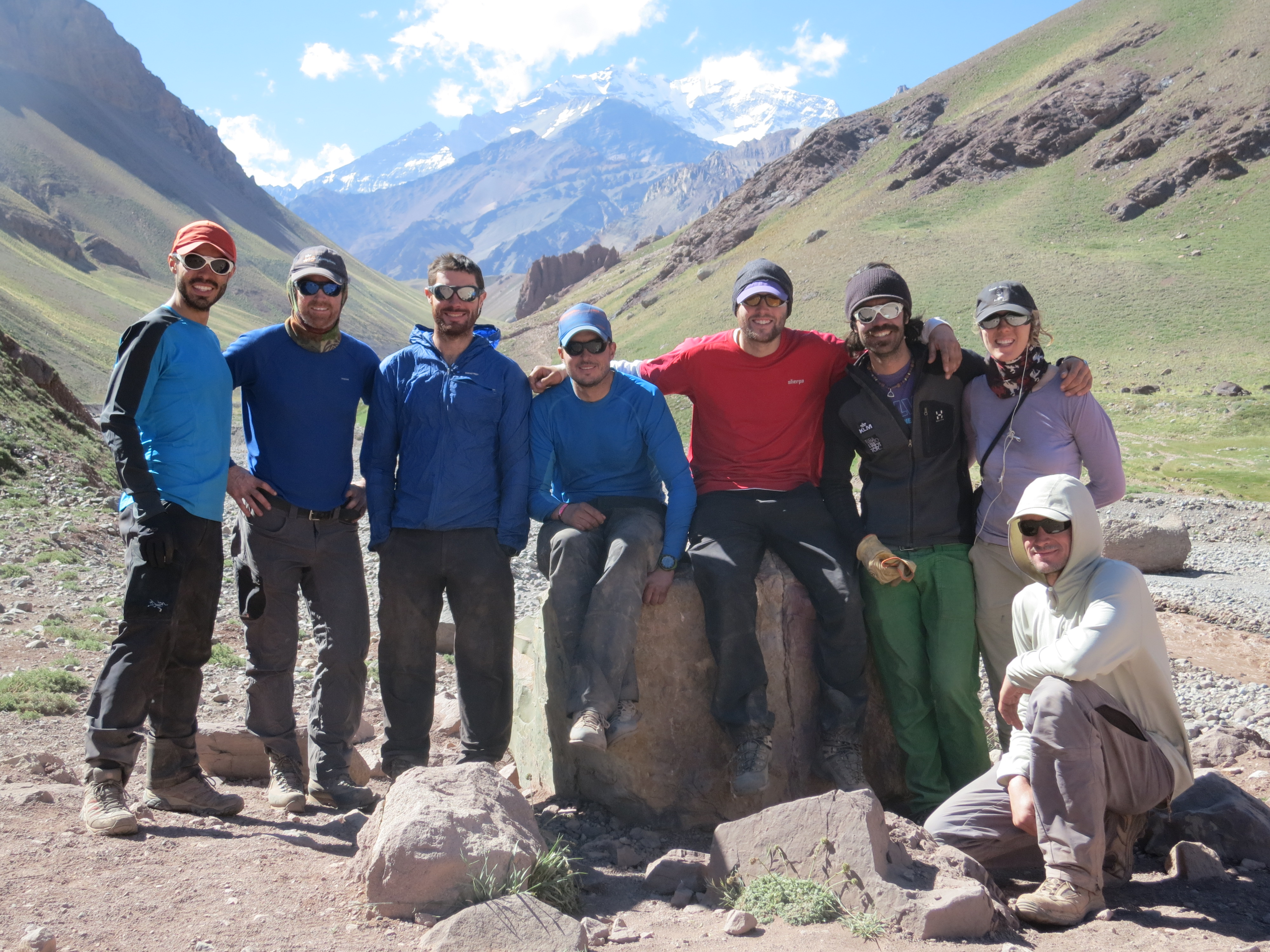 Climbing team at the base of Aconcagua